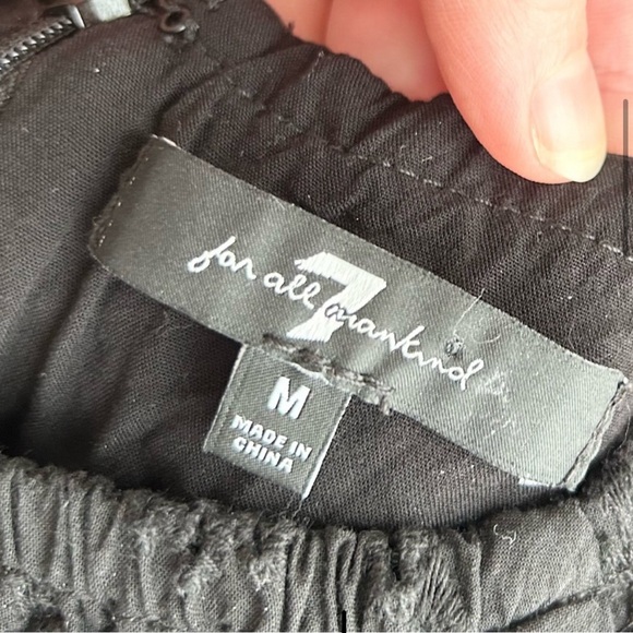 7 For all Mankind Eyelet Black Mini Dress Puff Sleeve Size Medium - Picture 3 of 4